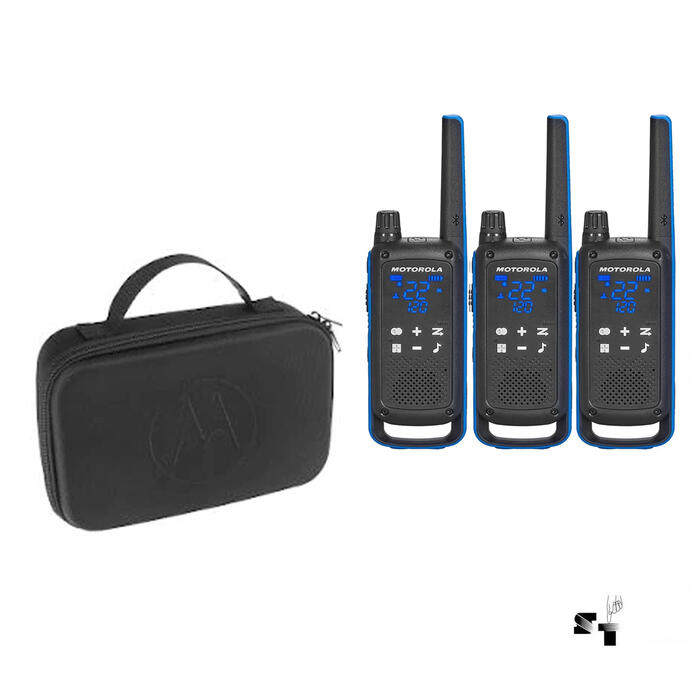 Trio de Handies Motorola T802 56 km - 22 Canales - Digital - Bluetooth + Maletn