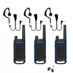 Trio de Handies Motorola T802 56 km - 22 Canales - Digital - Bluetooth + 3 Auriculares JH-801